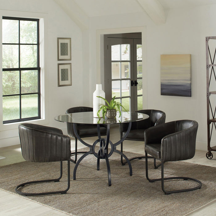 Aviano 5-piece Dining Set Gunmetal and Matte Black image