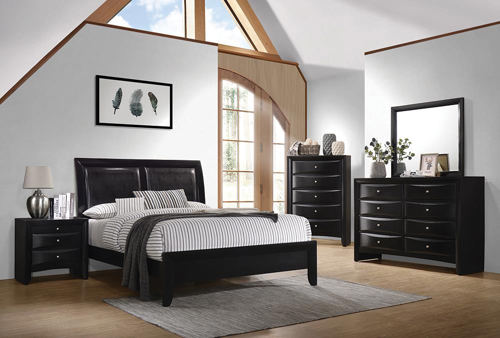 Briana Panel Bedroom Set California King, Eastren King, & Queen with Sleigh Headboard Black 4 & 5 Piece