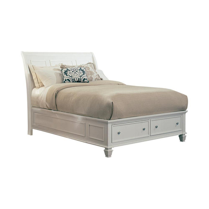 Sandy Beach Queen & E.King Panel Bed with High Headboard Black & White