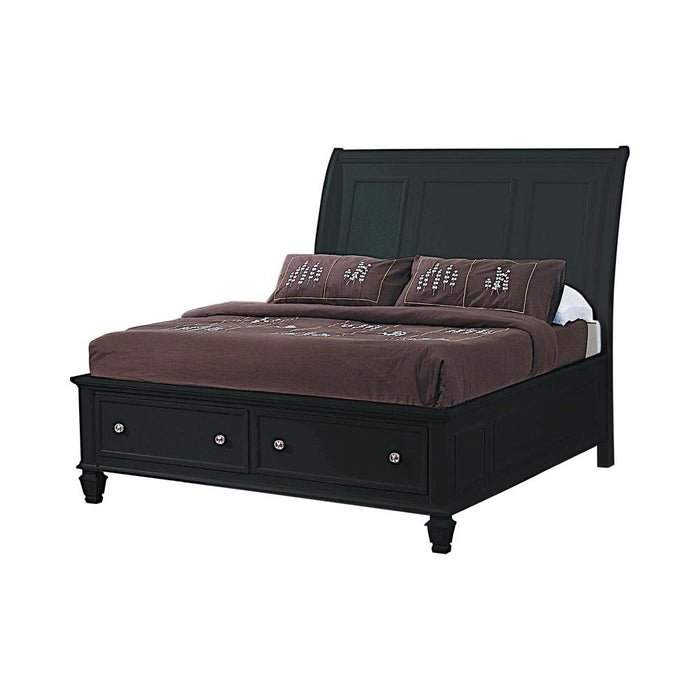 Sandy Beach Queen & E.King Storage Sleigh Bed Black & White
