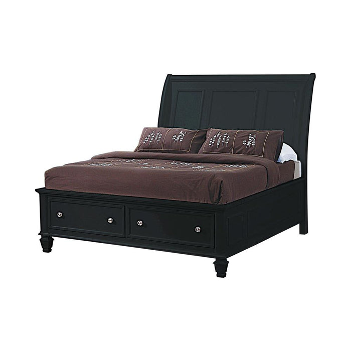 Sandy Beach Queen & E.King Storage Sleigh Bed Black & White