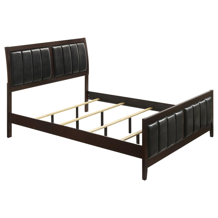 Carlton California King, E.King, & Queen Upholstered Bed Cappuccino and Black
