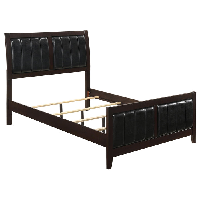 Carlton California King, E.King, & Queen Upholstered Bed Cappuccino and Black