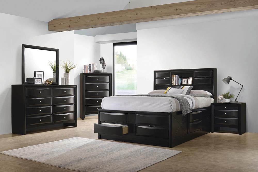 Briana Panel Bedroom Set California King, Eastren King, & Queen with Sleigh Headboard Black 4 & 5 Piece