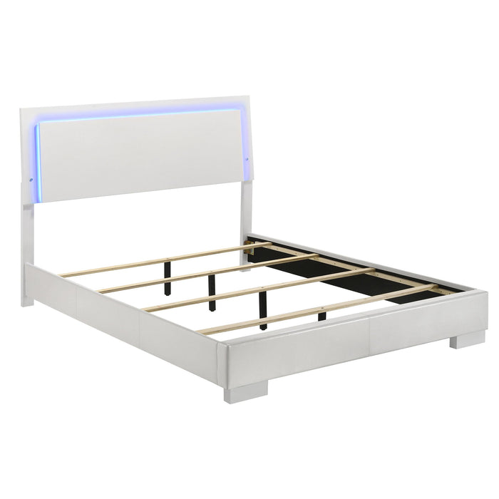 Felicity Eastern King, Queen, & Cal.King Panel Bed with LED Lighting Glossy White