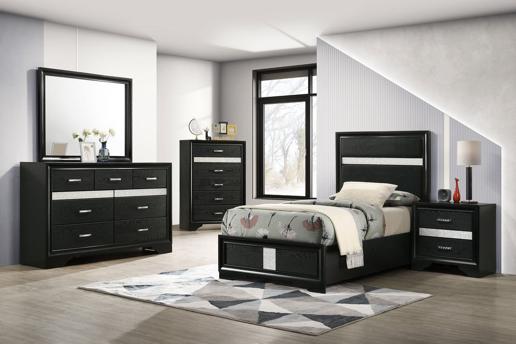 Miranda California King, E.King, Queen, Full, & Twin Bed Black & White