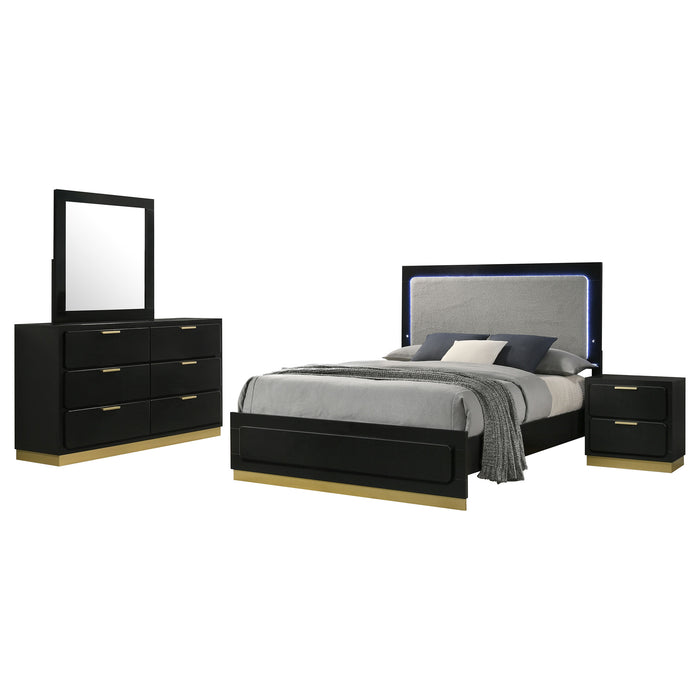 Caraway 4 Pc & Pc E.King, Cal.King, & Queen Bedroom Set Black & White