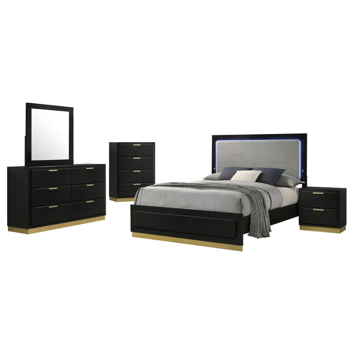 Caraway 4 Pc & Pc E.King, Cal.King, & Queen Bedroom Set Black & White