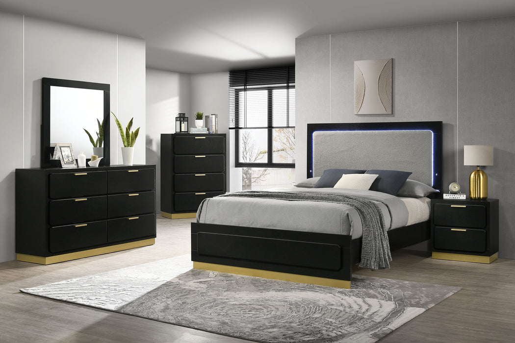Caraway California King, E.King, & Queen Bed Black & White