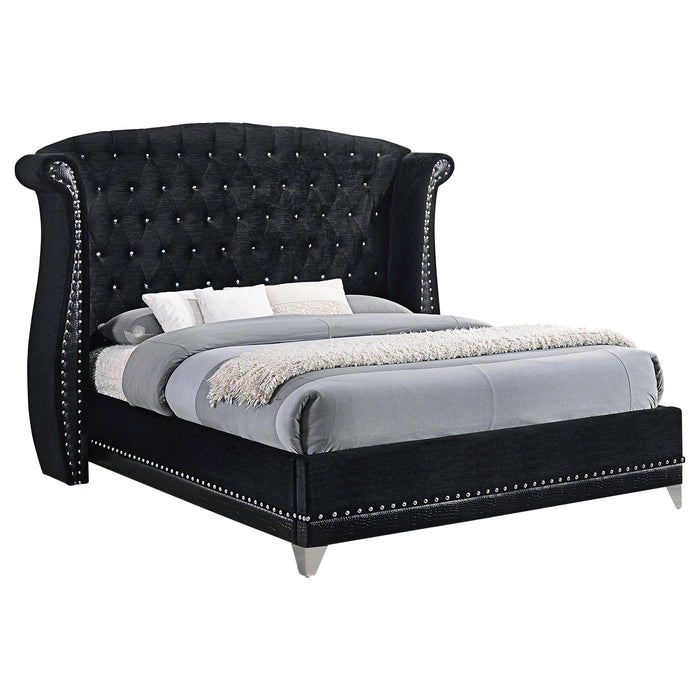 Barzini California King, E.King, & Queen Tufted Upholstered Bed Black