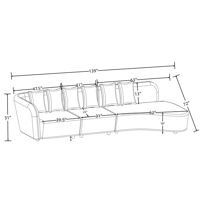 Fayette Upholstered Sectional Sofa Greige