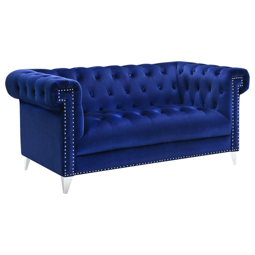 Bleker Tufted Tuxedo Arm Loveseat Blue image