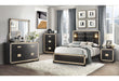 Blake Black/Gold King Bed with Lamps, Dresser, Mirror, 2 Nightstand