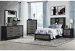 Lisbon Grey/Black Bookcase Bed Group