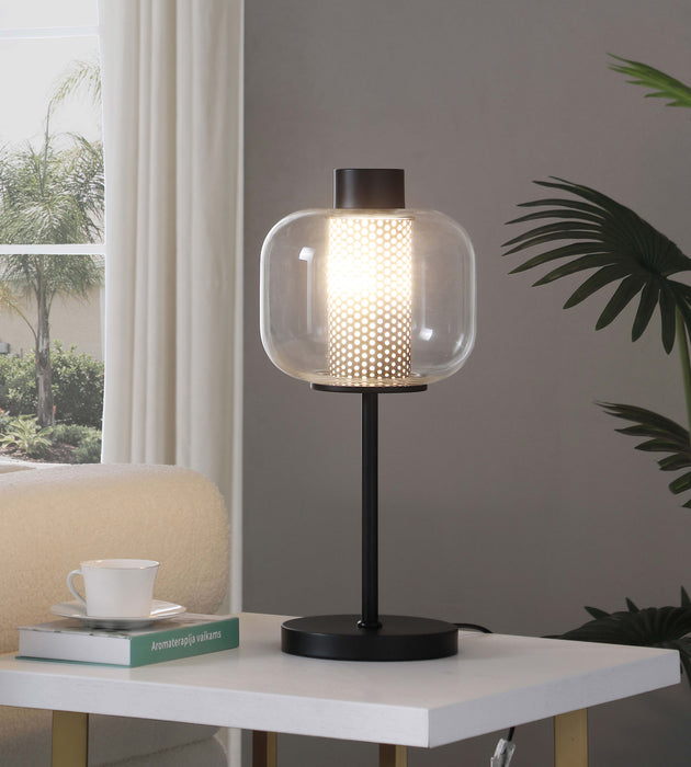 Ingrid Glass Shade Bedside Table Lamp Black image