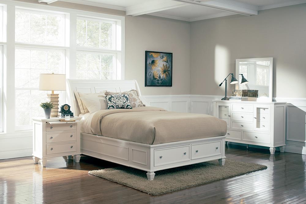 Sandy Beach Queen & E.King Panel Bed with High Headboard Black & White