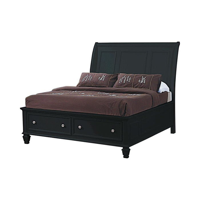 Sandy Beach Queen & E.King Storage Sleigh Bed Black & White