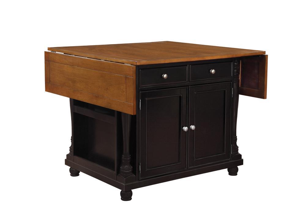 Slater Country Cherry and Black Kitchen Island