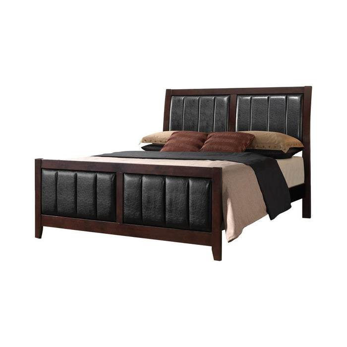 Carlton California King, E.King, & Queen Upholstered Bed Cappuccino and Black