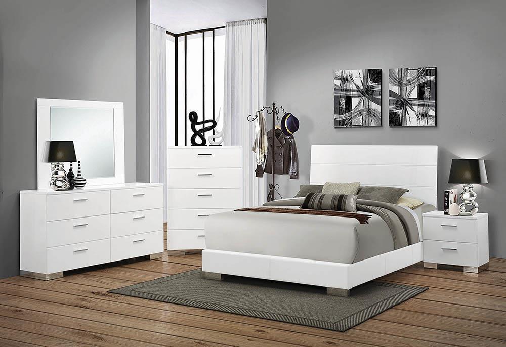 Felicity Eastern King, Queen, & Cal.King Panel Bed Glossy White