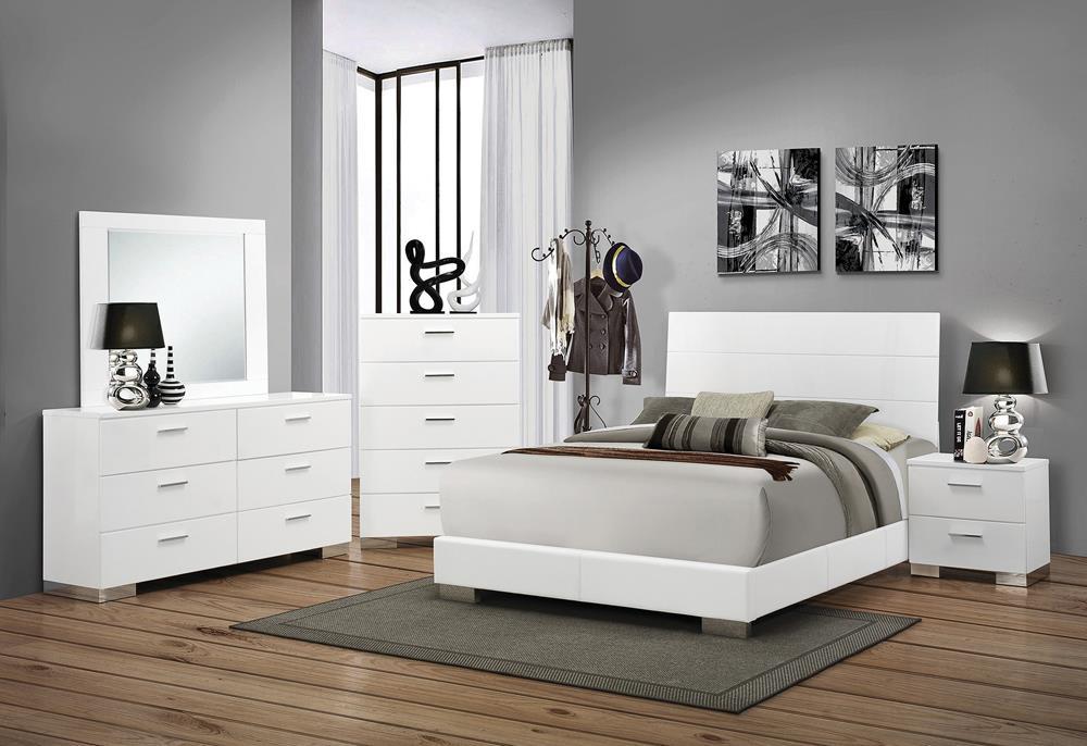 Felicity Eastern King, Queen, & Cal.King Panel Bed Glossy White