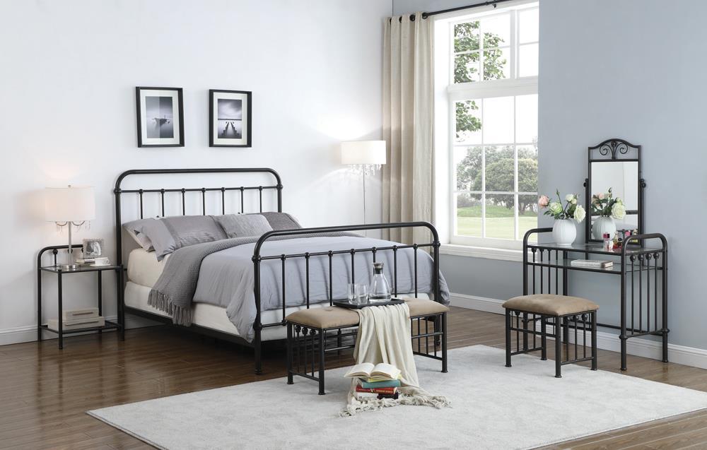 Livingston California King, E.King, & Queen Panel Metal Bed Dark Bronze