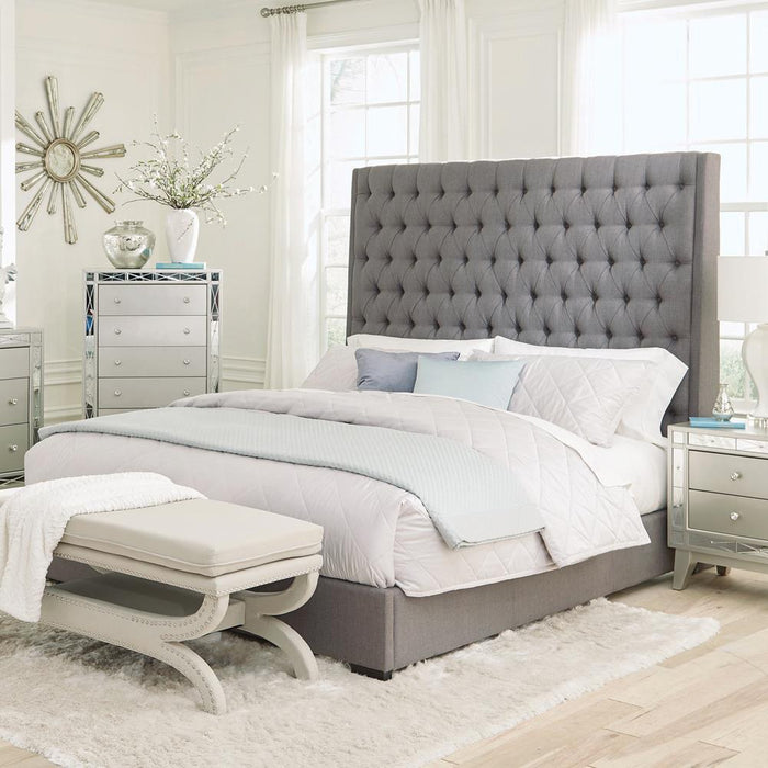 Camille Tall Tufted California King, E.King & Queen Bed Grey