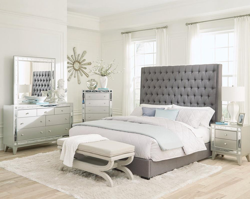 Camille Tall Tufted California King, E.King & Queen Bed Grey