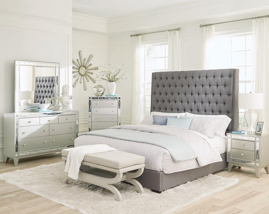 Camille Tall Tufted California King, E.King & Queen Bed Grey