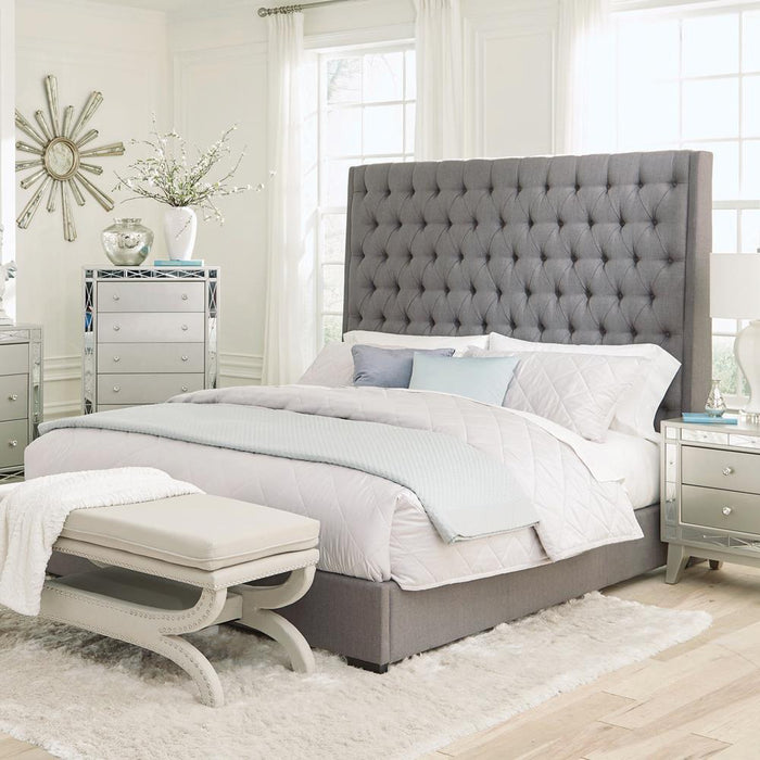 Camille Tall Tufted California King, E.King & Queen Bed Grey