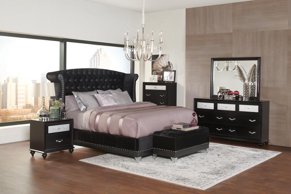 Barzini California King, E.King, & Queen Tufted Upholstered Bed Black