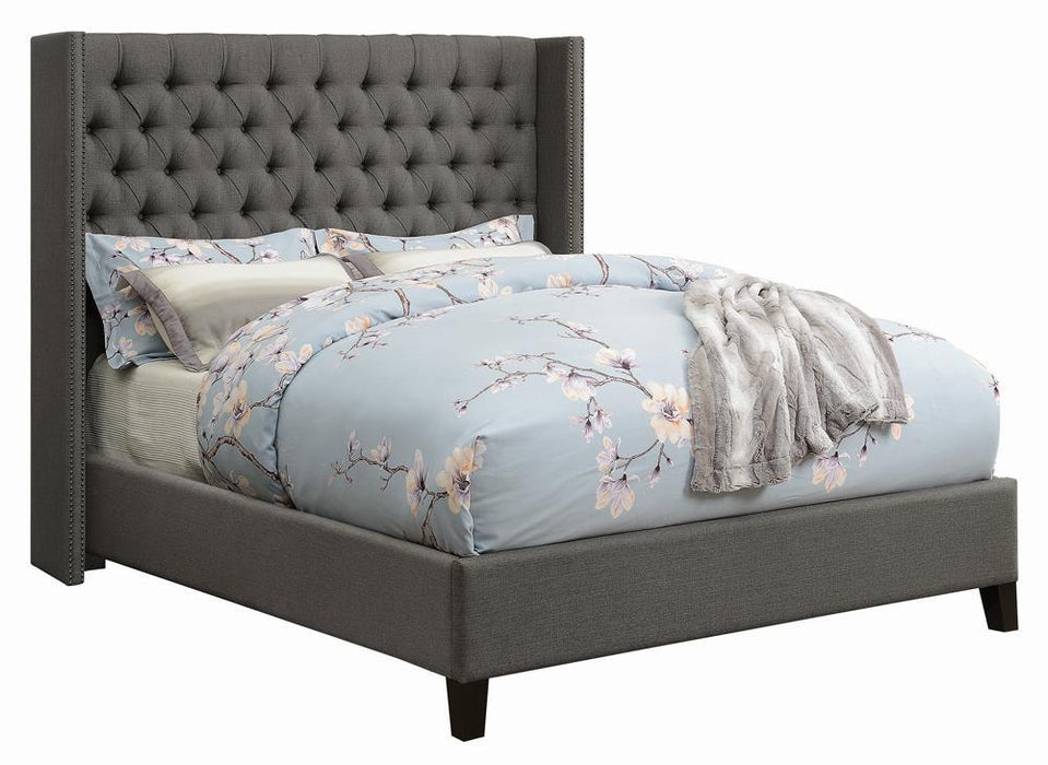 Bancroft Demi-wing Upholstered California King, E.King, Queen & Full Bed Grey