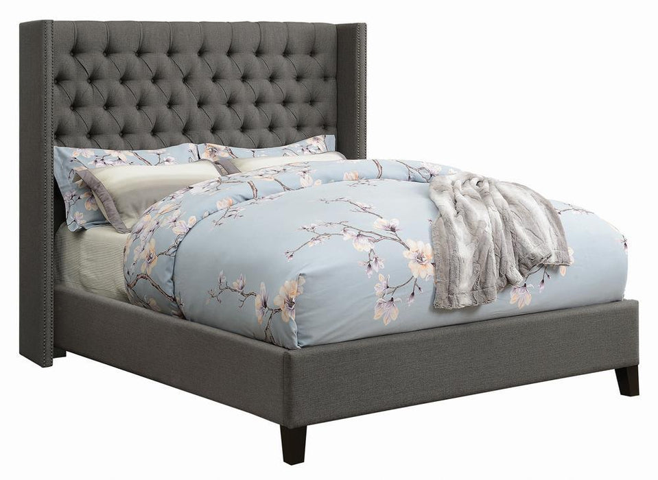 Bancroft Demi-wing Upholstered California King, E.King, Queen & Full Bed Grey