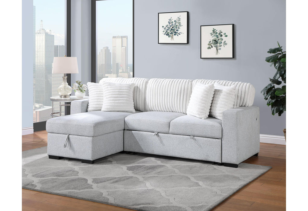 U0204 LIGHT GREY/WHITE REVERSIBLE PULL OUT SOFA BED
