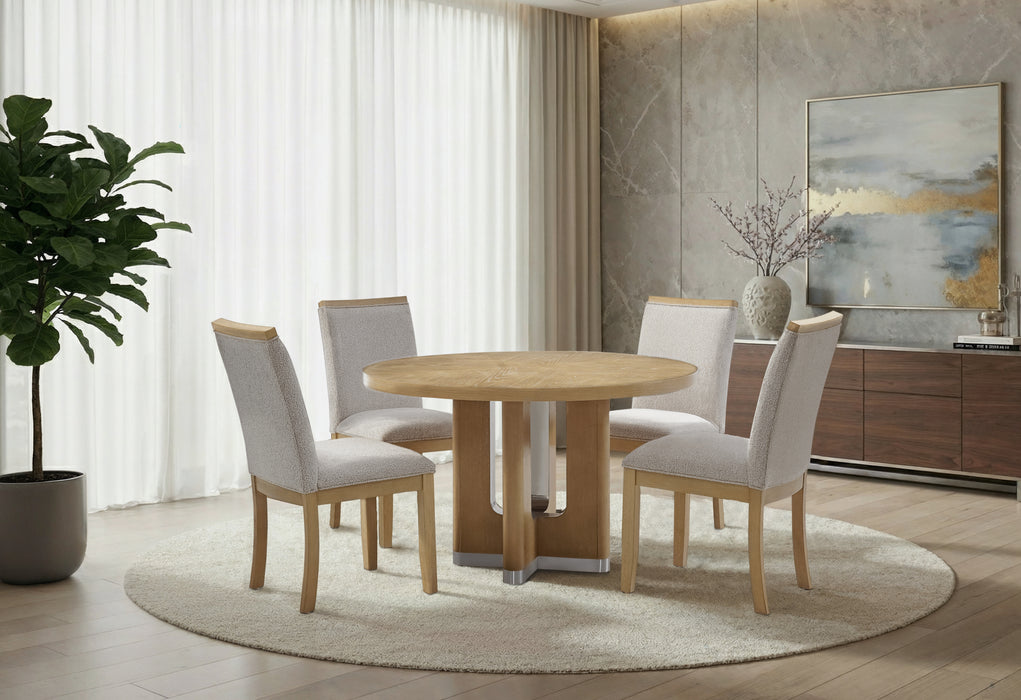D3124 NATURAL DINING TABLE 48" AND 4 D1248 DINING CHAIR