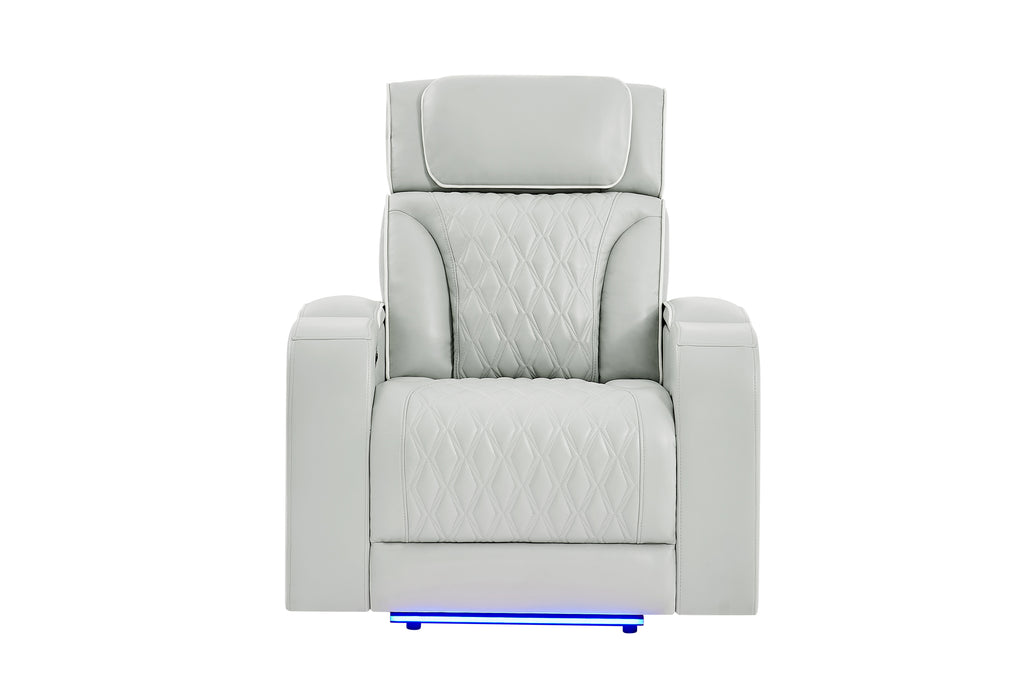 U8611 BLANCHE SILVER POWER RECLINER WITH POWER HEADREST AND LED