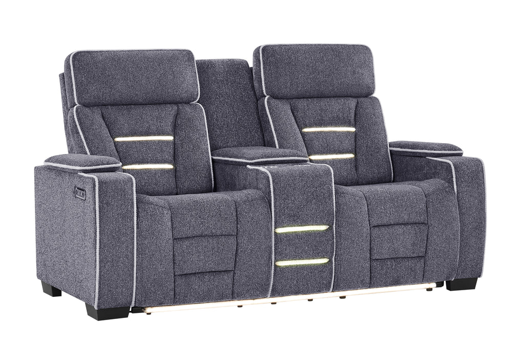 U1895 GREY P2 CONSOLE RECLINING LOVESEAT WITH IS AND LED