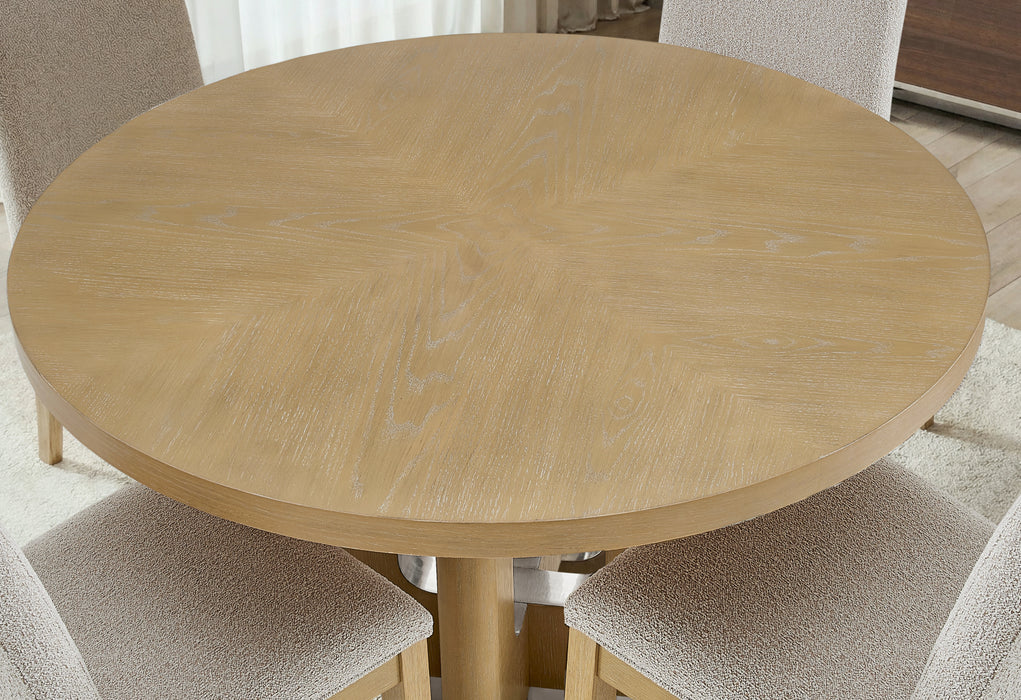 D3124 NATURAL DINING TABLE 48" AND 6 D1248 DINING CHAIR