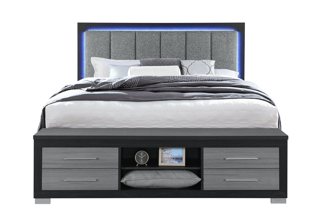 EMMA BLACK/GREY KING BED WITH LED AND USB