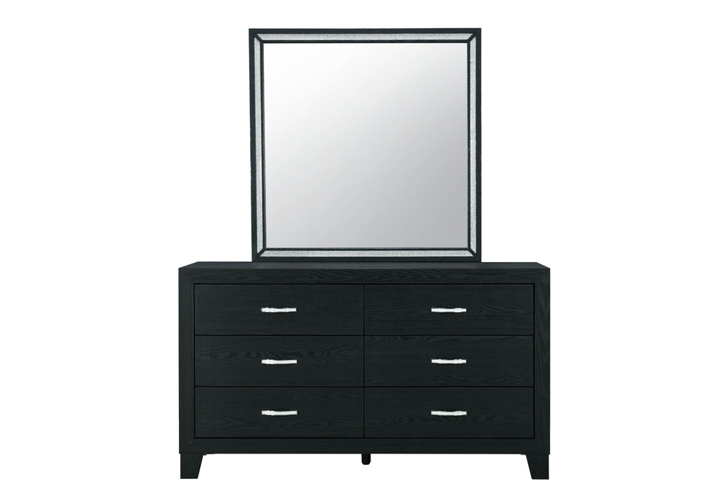 REID BLACK KING BED GROUP WITH LED