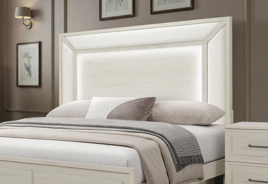CLARA BEIGE QUEEN BED WITH LED