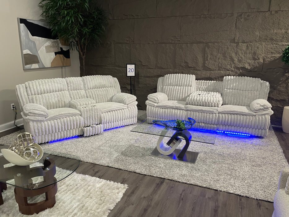 U8686 BLACK PWR REC SOFA W/ LED/PWR CONSOLE REC LOVESEAT W/LED