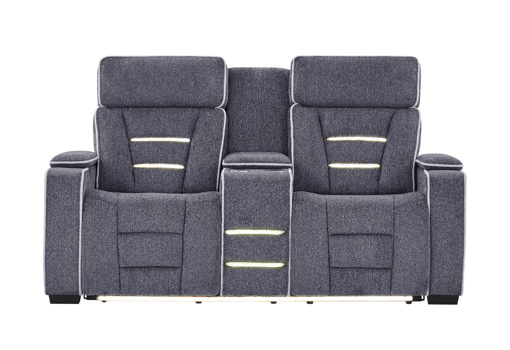 U1895 GREY P2 CONSOLE RECLINING LOVESEAT WITH IS AND LED